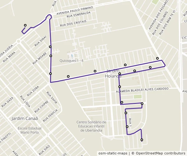 Mapa do itinerário da linha