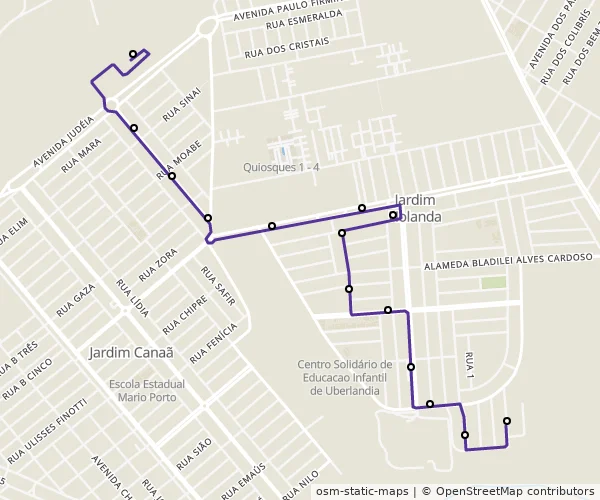 Mapa do itinerário da linha