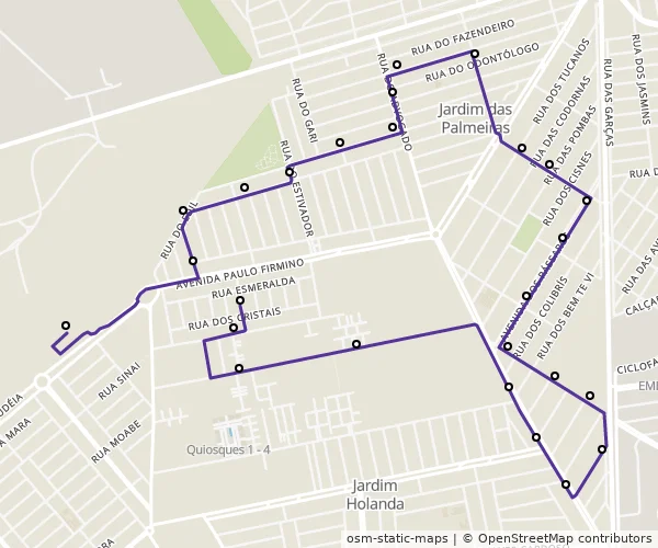 Mapa do itinerário da linha
