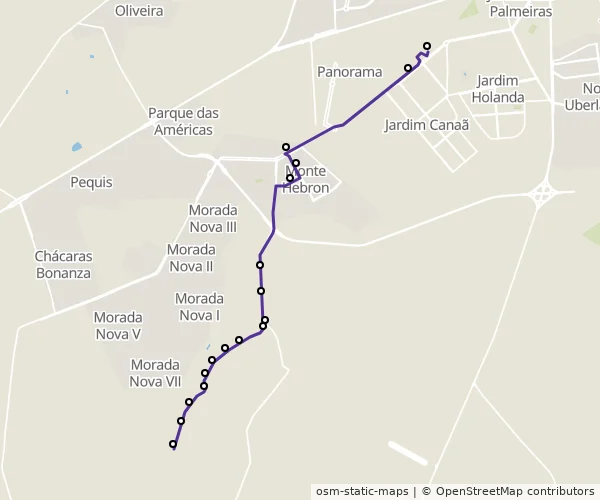 Mapa do itinerário da linha