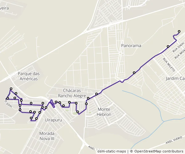 Mapa do itinerário da linha
