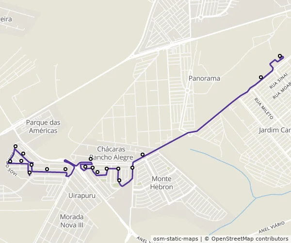 Mapa do itinerário da linha