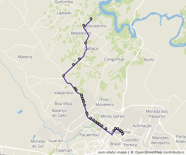 Mapa do itinerário da linha