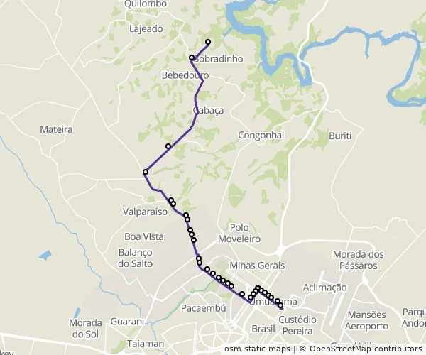 Mapa do itinerário da linha