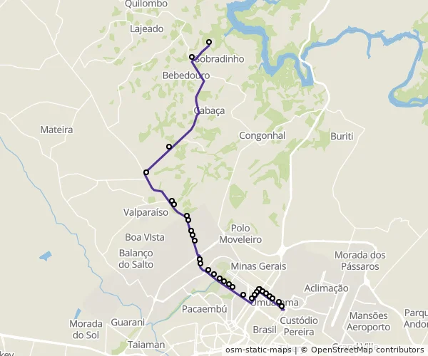 Mapa do itinerário da linha