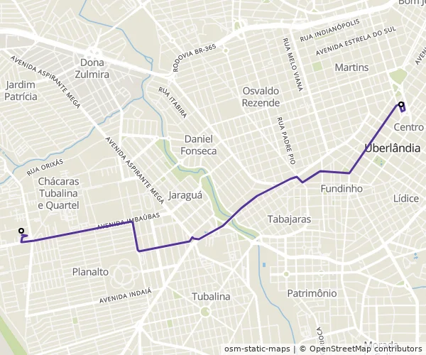 Mapa do itinerário da linha