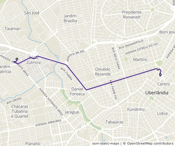 Mapa do itinerário da linha
