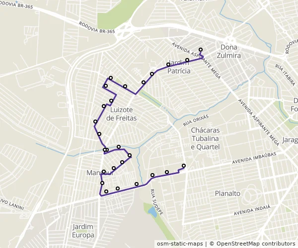 Mapa do itinerário da linha