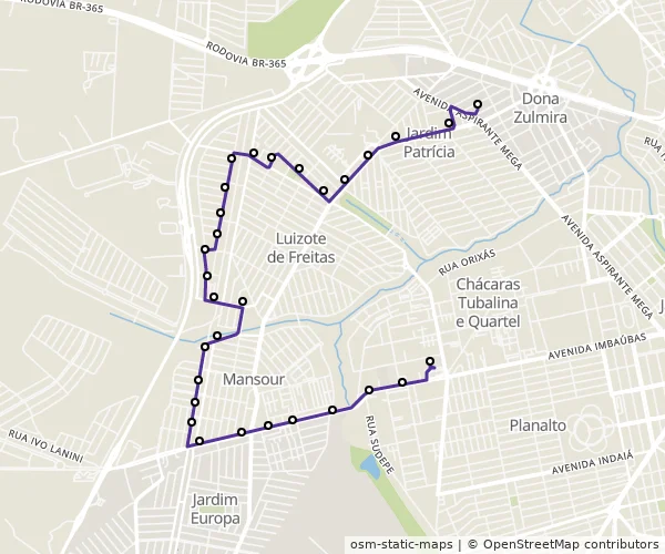 Mapa do itinerário da linha