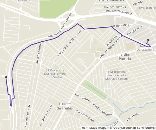 Mapa do itinerário da linha