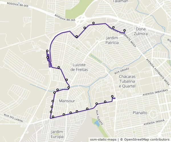 Mapa do itinerário da linha