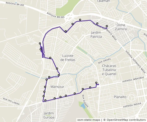 Mapa do itinerário da linha