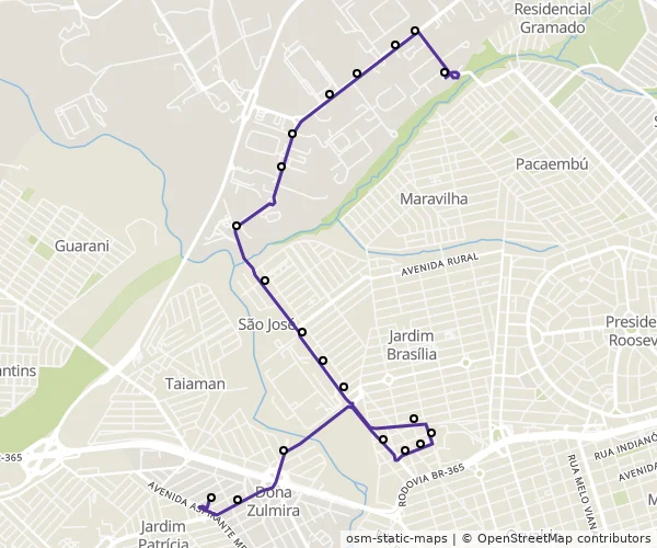 Mapa do itinerário da linha