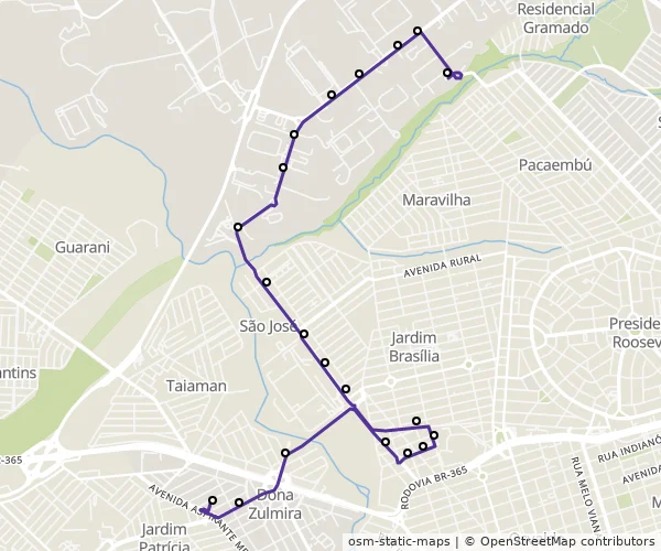 Mapa do itinerário da linha