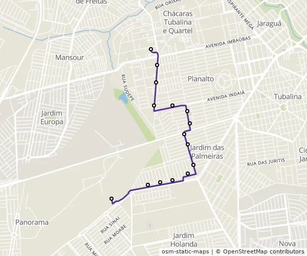 Mapa do itinerário da linha