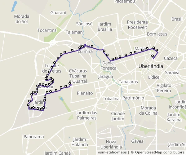 Mapa do itinerário da linha