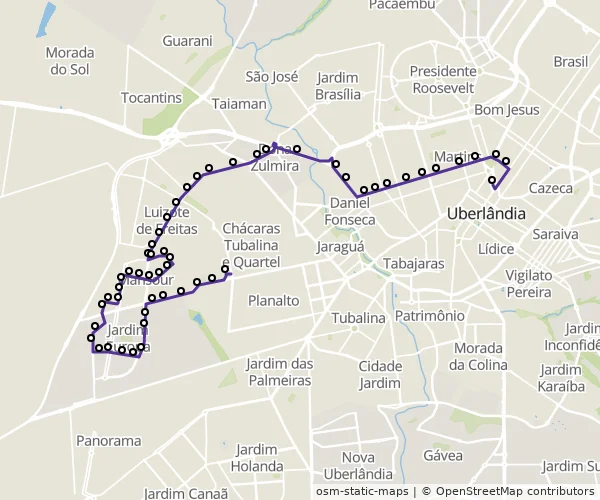 Mapa do itinerário da linha