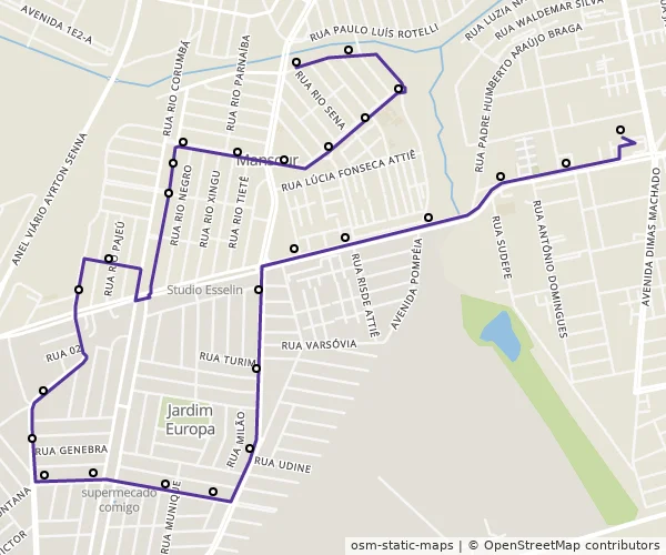 Mapa do itinerário da linha