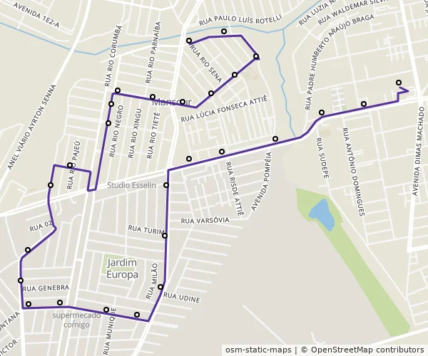Mapa do itinerário da linha