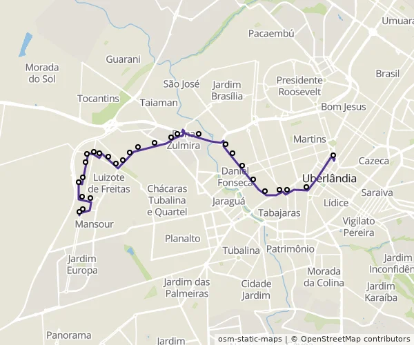 Mapa do itinerário da linha