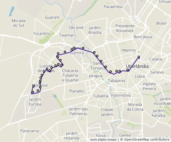 Mapa do itinerário da linha