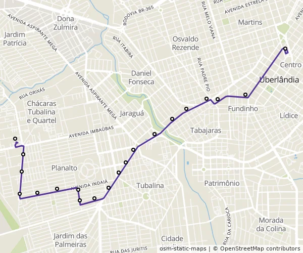 Mapa do itinerário da linha
