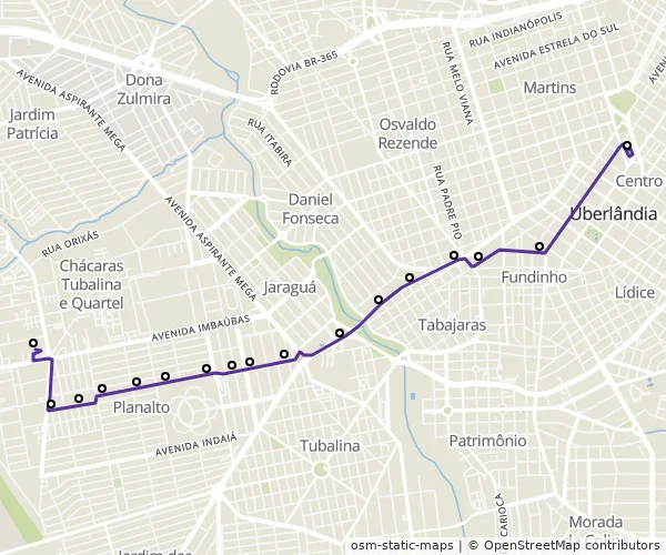 Mapa do itinerário da linha