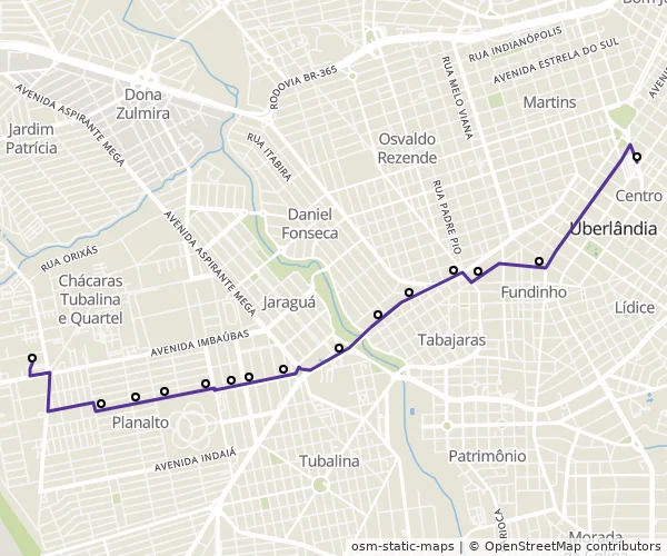 Mapa do itinerário da linha