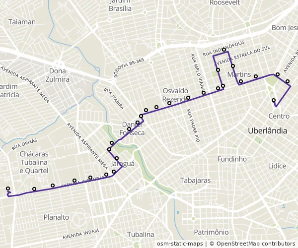 Mapa do itinerário da linha