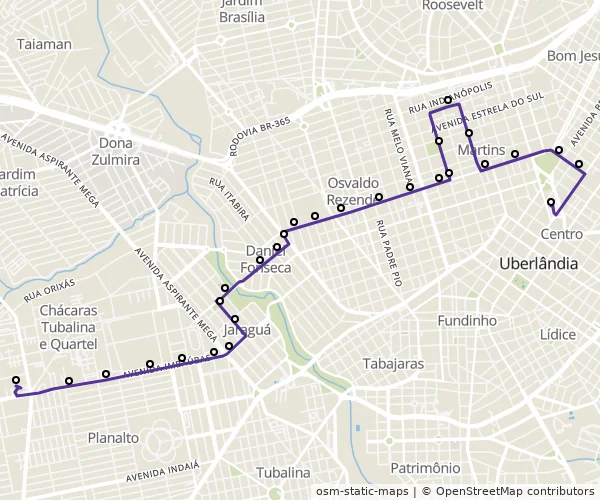 Mapa do itinerário da linha
