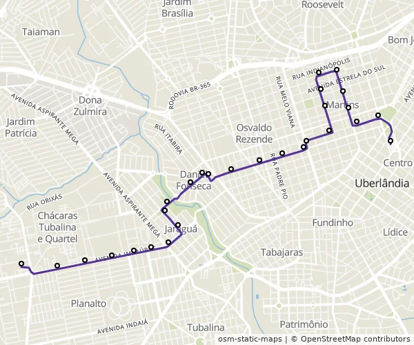 Mapa do itinerário da linha