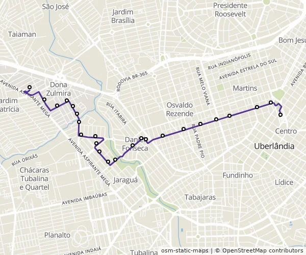 Mapa do itinerário da linha