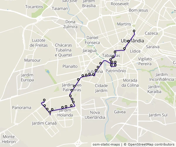 Mapa do itinerário da linha