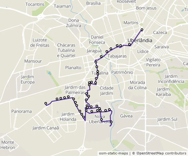 Mapa do itinerário da linha