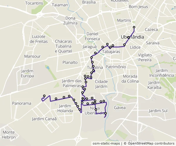 Mapa do itinerário da linha