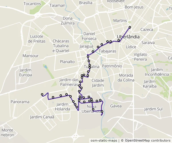 Mapa do itinerário da linha