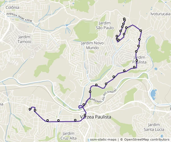 Mapa do itinerário da linha
