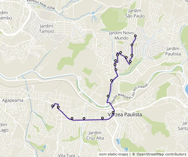Mapa do itinerário da linha