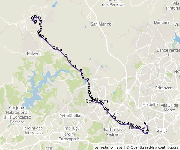 Mapa do itinerário da linha