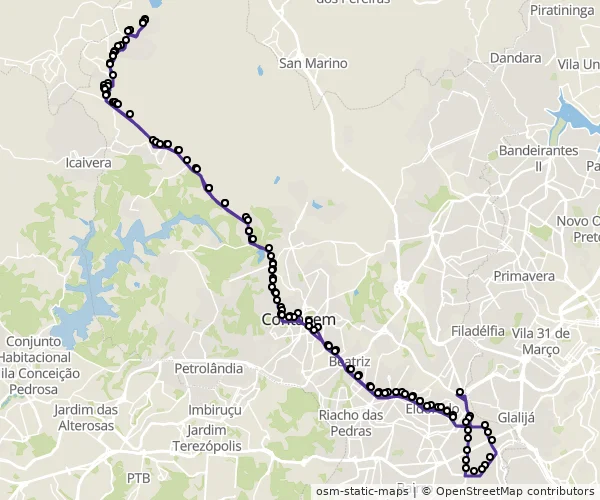 Mapa do itinerário da linha