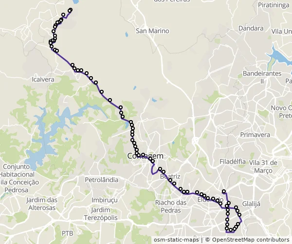 Mapa do itinerário da linha