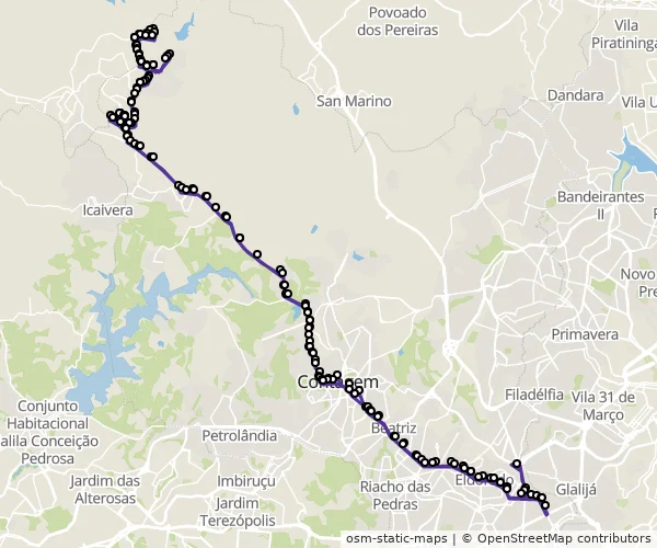 Mapa do itinerário da linha