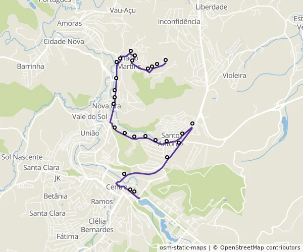 Mapa do itinerário da linha