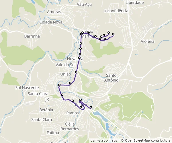 Mapa do itinerário da linha
