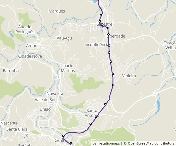 Mapa do itinerário da linha