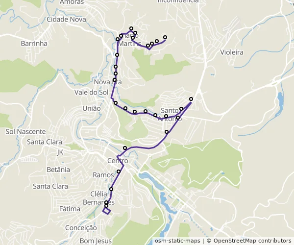 Mapa do itinerário da linha