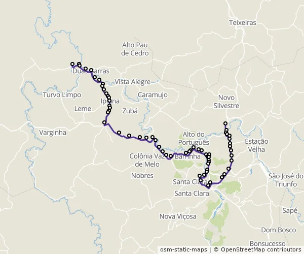 Mapa do itinerário da linha