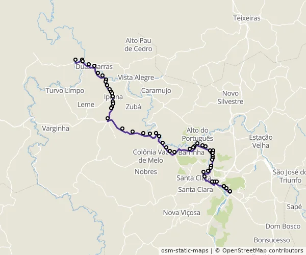 Mapa do itinerário da linha