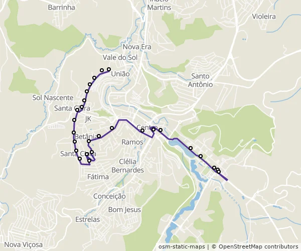 Mapa do itinerário da linha