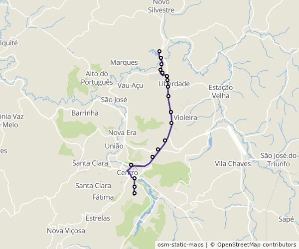 Mapa do itinerário da linha